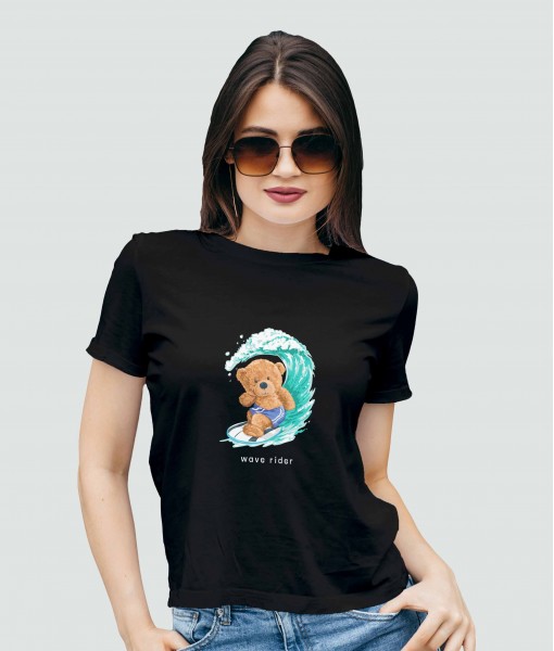 Дамска тениска с щампа Мечета Wave rider Bear